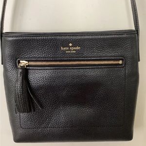 Kate Spade Black Pebbled Leather Medium Crossbody Bag